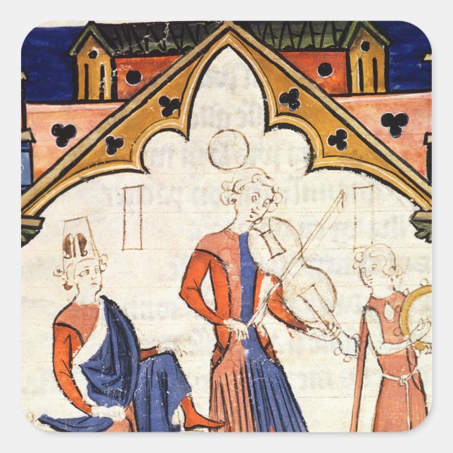 Adesivo Quadrado Músicos Tocando Viola e Tambourine (Frente)