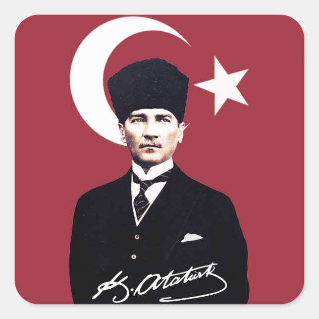 Adesivo Quadrado Mustafa Kemal Atatürk (Frente)
