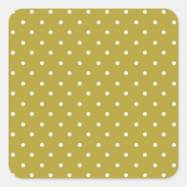 Adesivo Quadrado  Mustard yellow white polka dots pattern  (Frente)