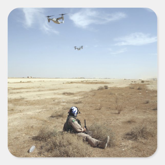 Adesivo Quadrado MV-22B Ospreys sobrevoam o Hospital de Marinhos do (Frente)