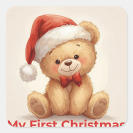 Adesivo Quadrado My First Christmas Cute Baby Holiday Sticker
