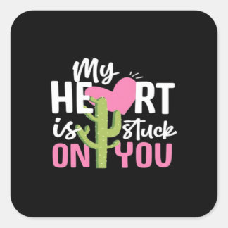 Adesivo Quadrado My Heart Is Stuck On You Cactus Heartfelt Design