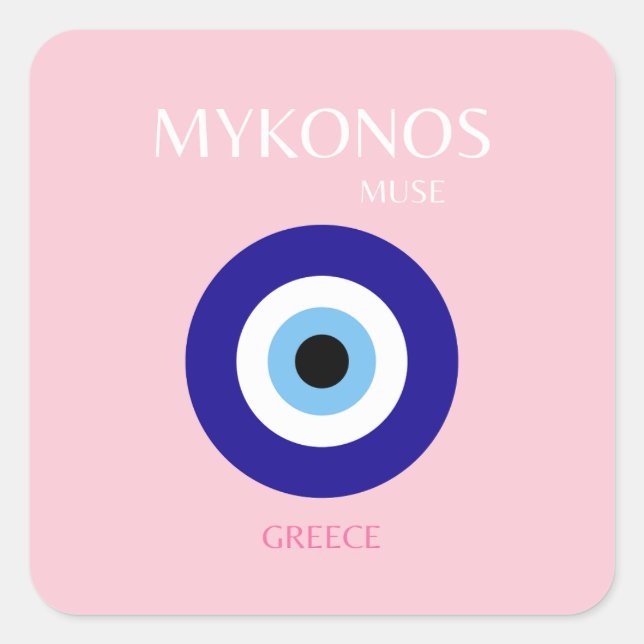 Adesivo Quadrado Mykonos Muse, Mykonos, rosa (Frente)