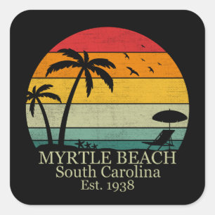 Adesivo Quadrado Myrtle Beach Vintage Carolina do Sul