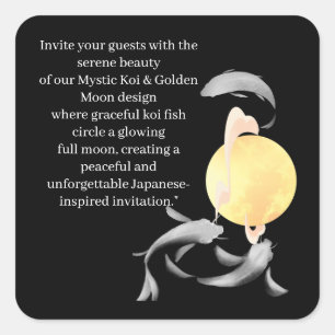 Adesivo Quadrado Mystic Koi & Ouro Moon - Elegante Zen Ar Japonês