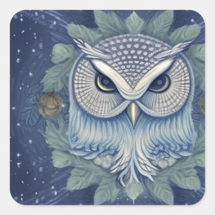 Adesivo Quadrado Mystical Fantasy Forest Owl