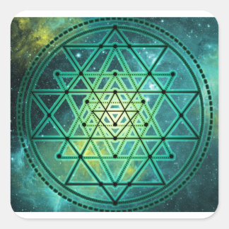 Adesivo Quadrado Mystical Green Sri Yantra