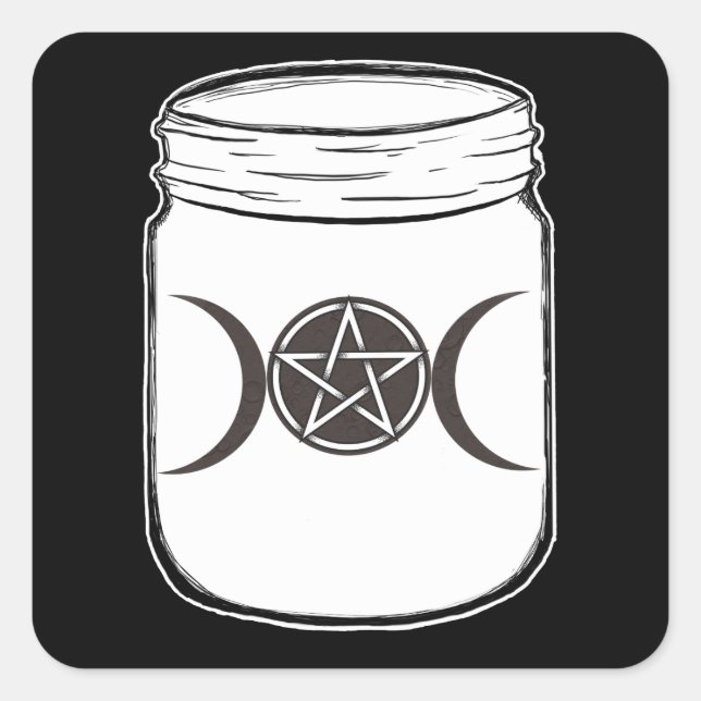 Adesivo Quadrado Mystical Magic Moons Mason Jar Halloween (Frente)