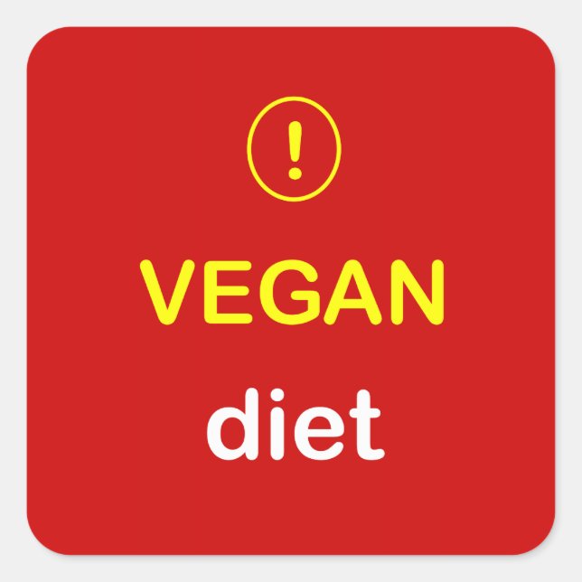 Adesivo Quadrado n4 - Alerta de Comida ~ VEGAN DIET. (Frente)
