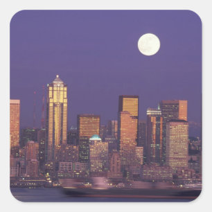 Adesivo Quadrado N.A., EUA, Washington, Seattle horizonte de Seattl