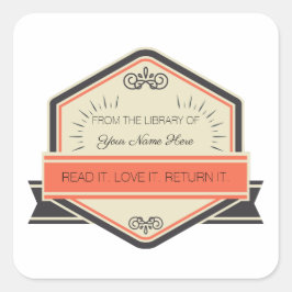 Adesivo Quadrado Na Biblioteca De: (Personalizada)