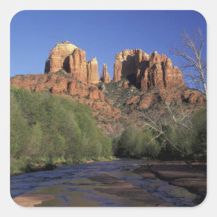Adesivo Quadrado NA, EUA, Arizona, Sedona. Cathedral Rock e Oak