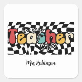 Adesivo Quadrado Na minha época de professores, professor retro