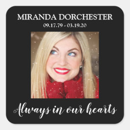 Adesivo Quadrado Na moda Black Photo Funeral Square Sticker