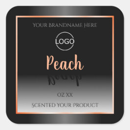 Adesivo Quadrado Na moda Black White Product Label Peach Frame Logo