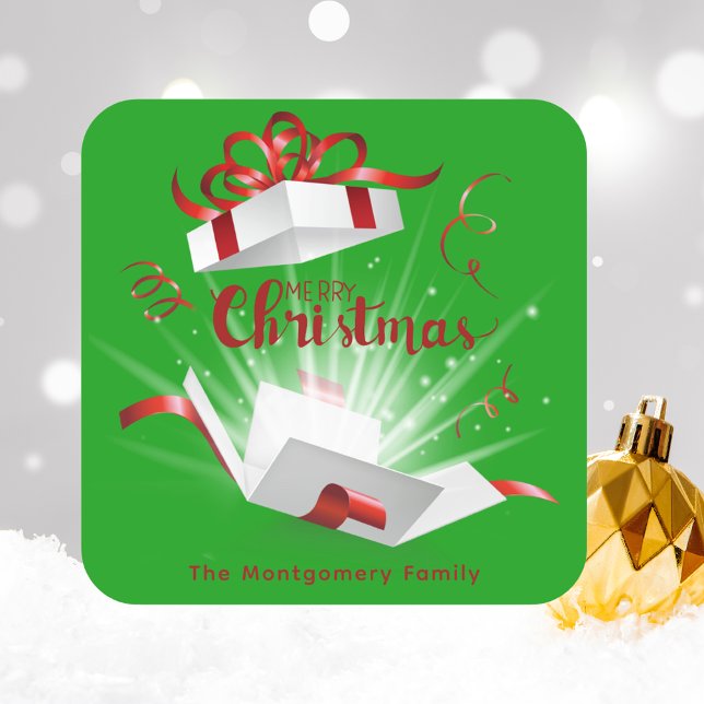 Adesivo Quadrado Na moda Chic Felry Natal Verde e Vermelho (Criador carregado)