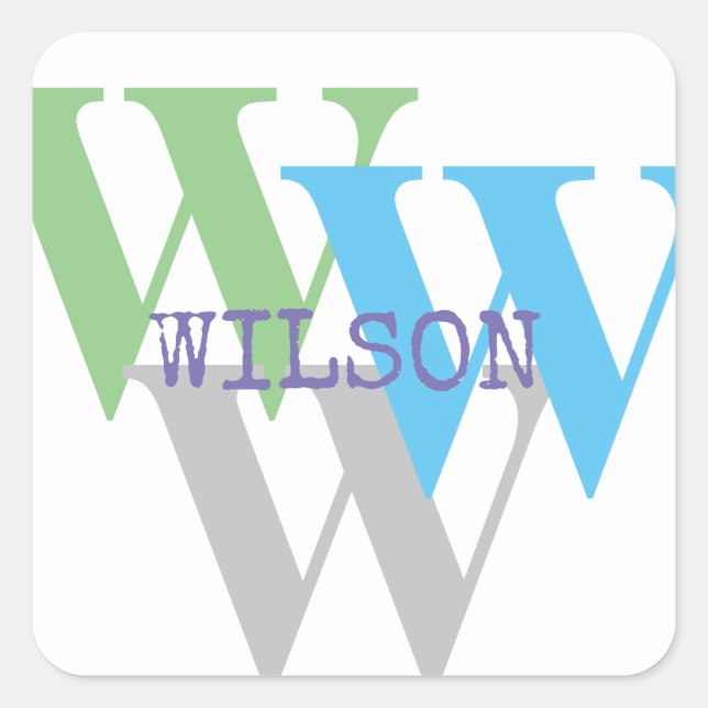 Adesivo Quadrado na moda INTIAL nome monograma mínimo (Frente)