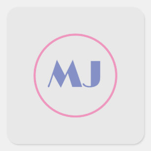 Adesivo Quadrado Na moda Moderno Monograma Azul Letras Iniciais Cin