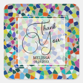 Adesivo Quadrado Na moda - Mosaico Colorido Obrigado