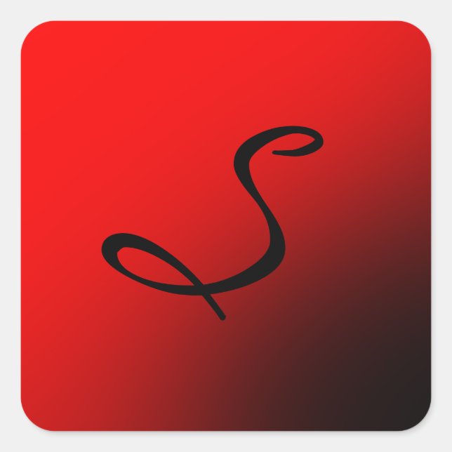 Adesivo Quadrado Na moda Red Black Monograma Inicial (Frente)