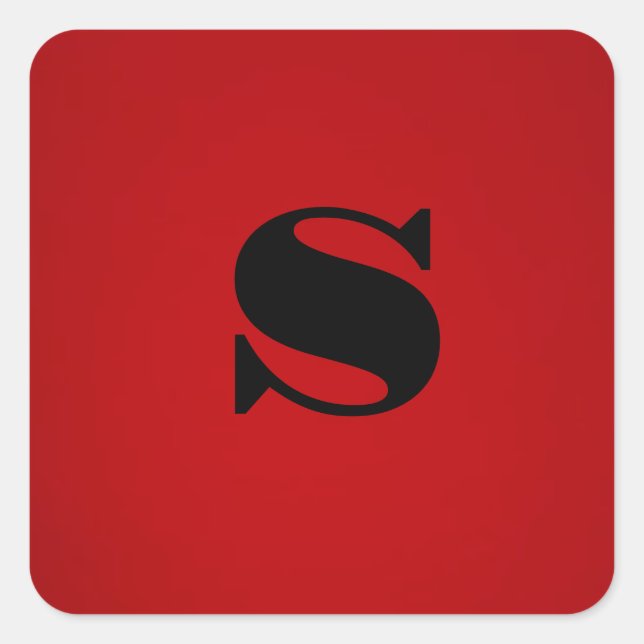 Adesivo Quadrado Na moda Red Black Monograma Inicial (Frente)