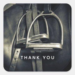 Adesivo Quadrado Na moda Silver Stirrups em Inglês Riding Saddle