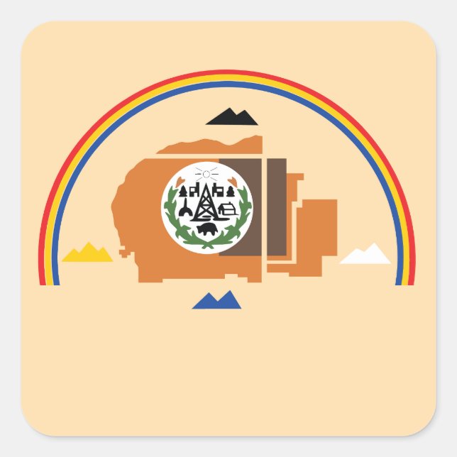 Adesivo Quadrado Nação Navajo bandeira - índio americano - selo exc (Frente)