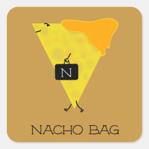 Adesivo Quadrado NACHO BAG Tortilla Chip com queijo Toando um Saco