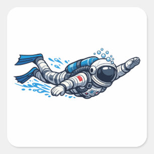 Adesivo Quadrado Nadador Astronauta
