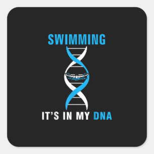 Adesivo Quadrado Nadar É No Meu DNA, Engraçado Swimer, Nadar Lega