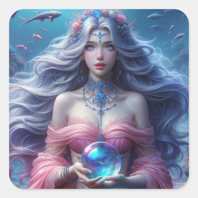 Adesivo Quadrado Naia - Sereia Collection Art Sticker (Frente)