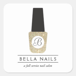 Adesivo Quadrado Nail Salon Monogramas em Glitter Nail Dourado Polo