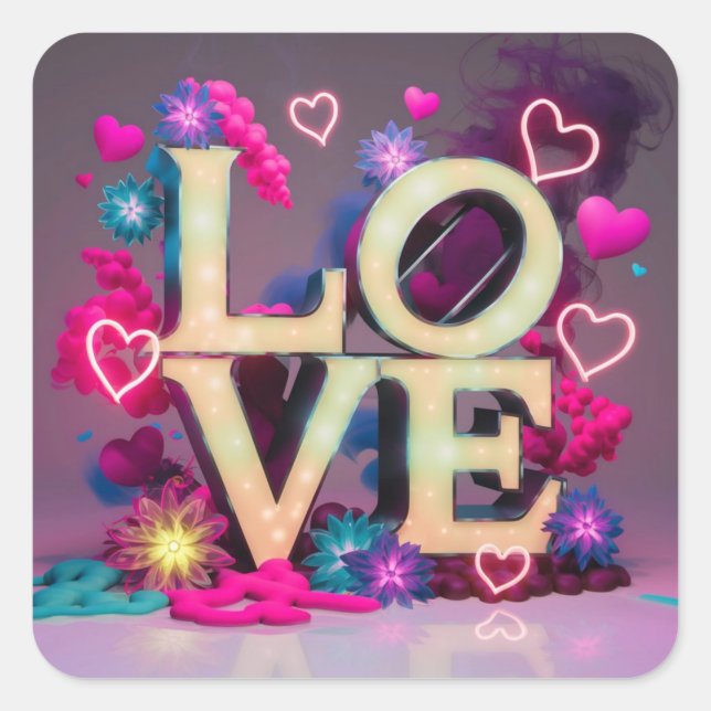 Adesivo Quadrado name Love colage (Frente)