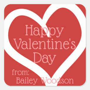 Adesivo Quadrado Namorados Cardíaco Personalizado Desenhado À Mão D