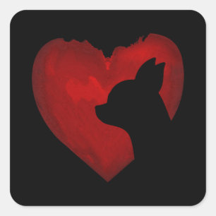 Adesivo Quadrado Namorados Chihuahua com Presentes de Pintura do Co