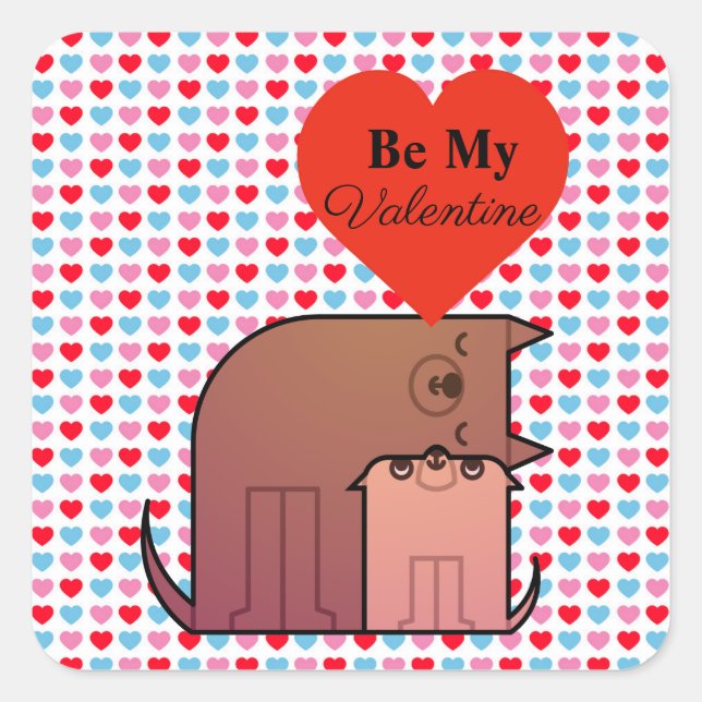 Adesivo Quadrado Namorados De Corações E Cães (Frente)