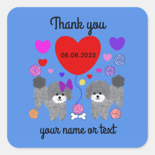 Adesivo Quadrado Namorados de Poodle cinza 3-2 Stickers