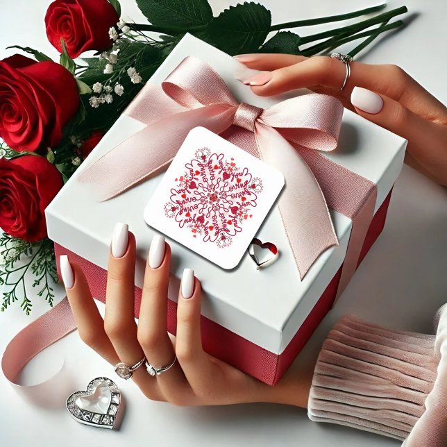 Adesivo Quadrado Namorados de rabiscos sem soldaduras manuscritos (Criador carregado)