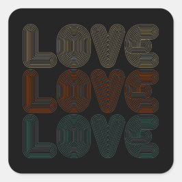 Adesivo Quadrado Namorados de Typografo Simples Retro Love | Vinhet