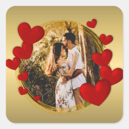 Adesivo Quadrado Namorados Elegantes, Amor, Coração Vermelha do Ani