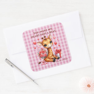 Adesivo Quadrado Namorados Love Rose Bouquet Giraffe