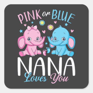 Adesivo Quadrado Nana Rosa Ou Azul Te Ama Elefante
