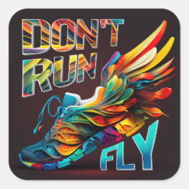 Adesivo Quadrado Não corra, Fly | Neon Runcalçado