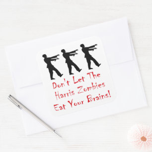 Adesivo Quadrado Não deixe os Obama Zombies comerem seus cérebros!