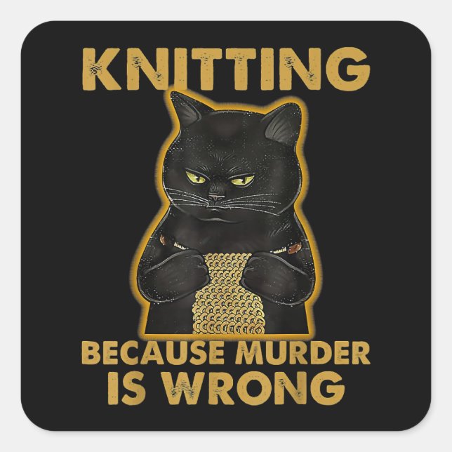 Adesivo Quadrado Não é açucaramento se é Yarn Knitting Lover Knit (Frente)