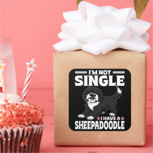 Adesivo Quadrado Não Estou Solteiro Tenho Um Amante Sheepadoodle