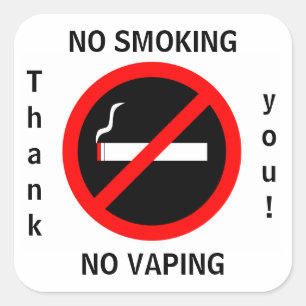 ADESIVO QUADRADO NÃO FUMADORES NENHUM SINAL DE VAPING