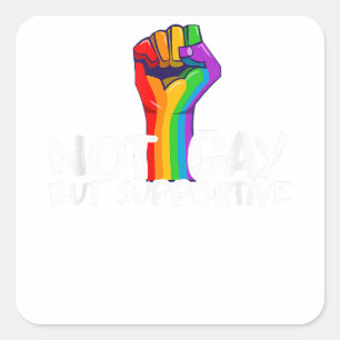 Adesivo Quadrado Não Gay, mas LGBT de suporte