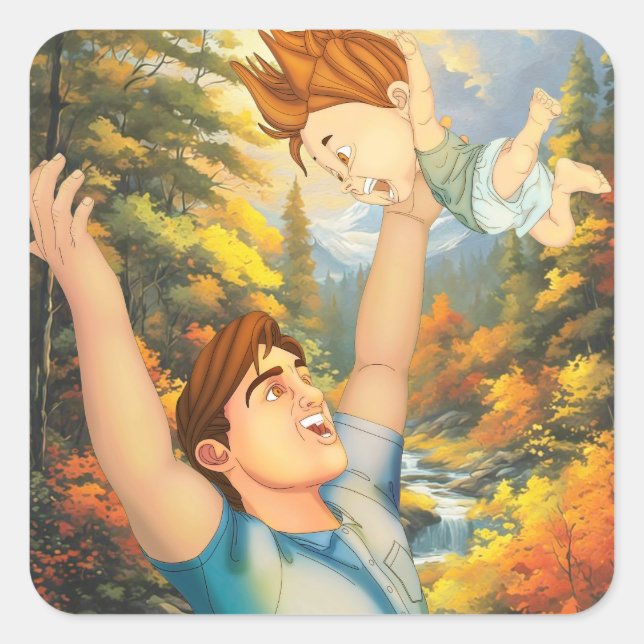 ADESIVO QUADRADO NÃO HÁ NADA COMO UM BOM MOÇO COM PAI (Frente)