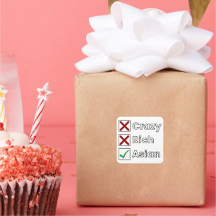 Adesivo Quadrado Não Louco, Não Rico, Apenas Asiático